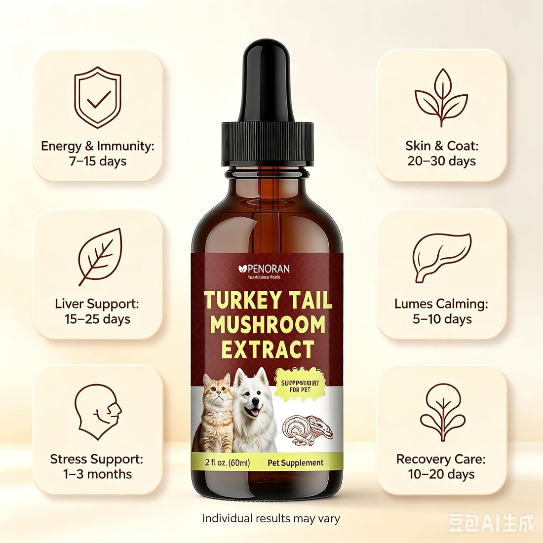 PENORAN Turkey Tail Mushroom Extract Drops for Dogs & Cats, Lipoma