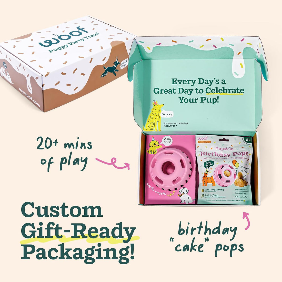 WOOF Pupsicle Party Pack - Large Blue Pupsicle + Large Birthday Pops