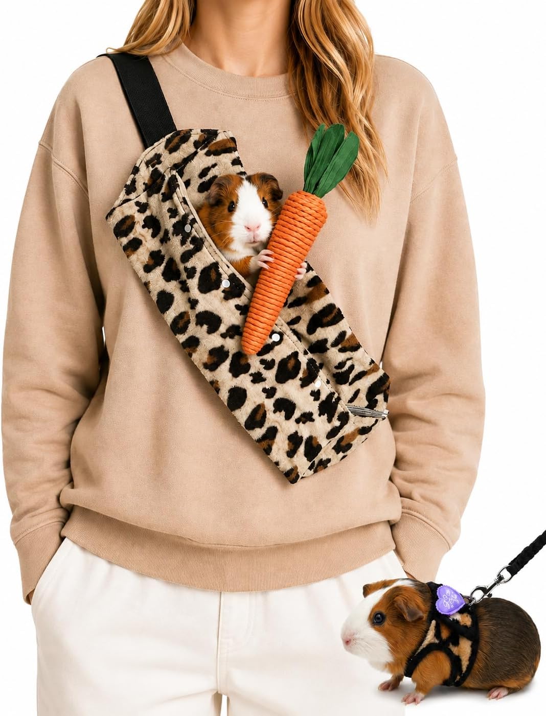 3Pcs Guinea Pig Carrier Sling with Adjustable Strap