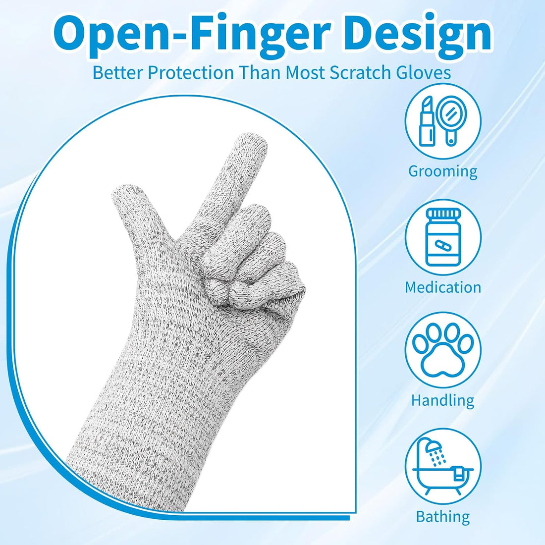 Pet Handling Gloves - Extra Long Cat Grooming Arm Sleeves