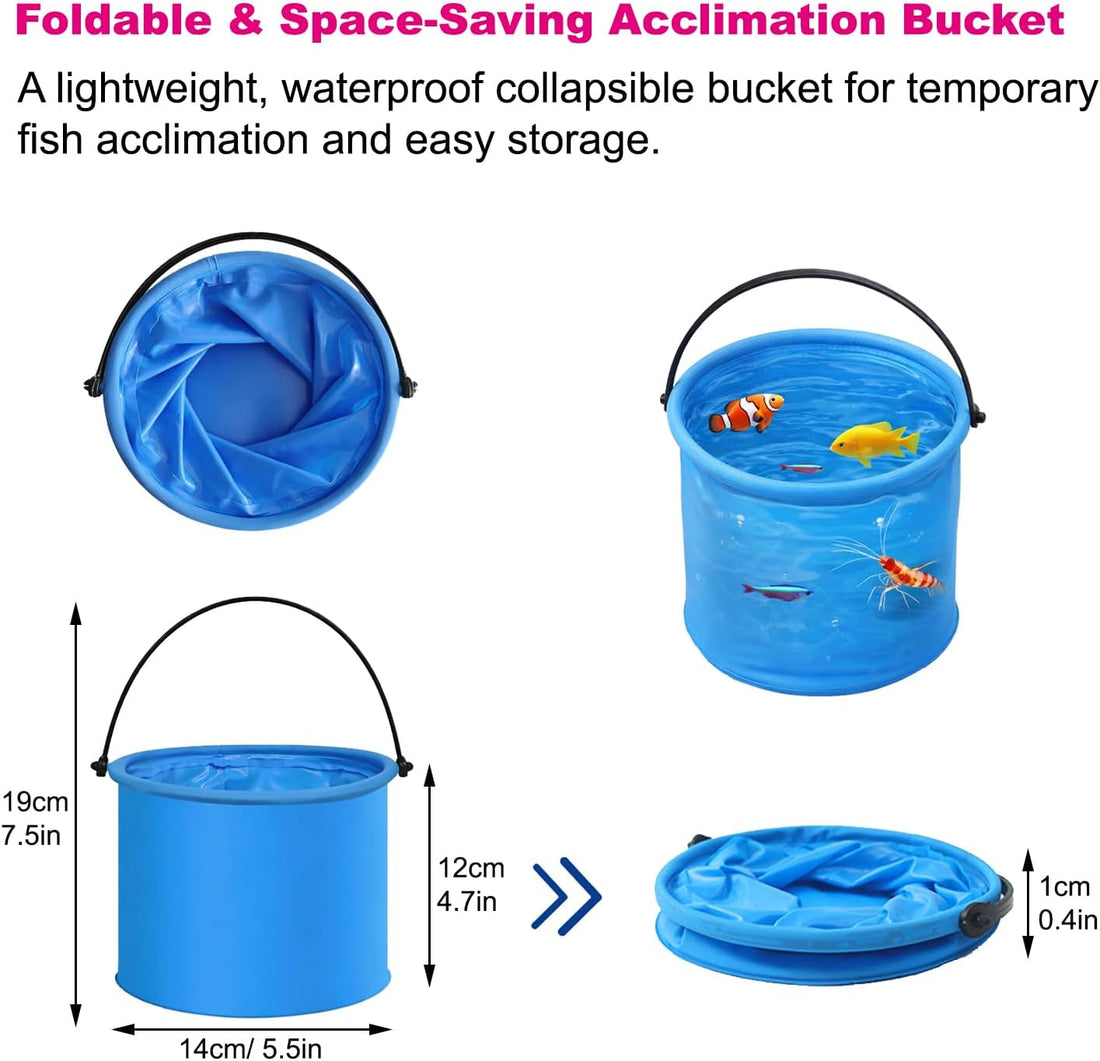 3Pcs Drip Acclimation Kit with Foldable Fish Acclimation Bucket