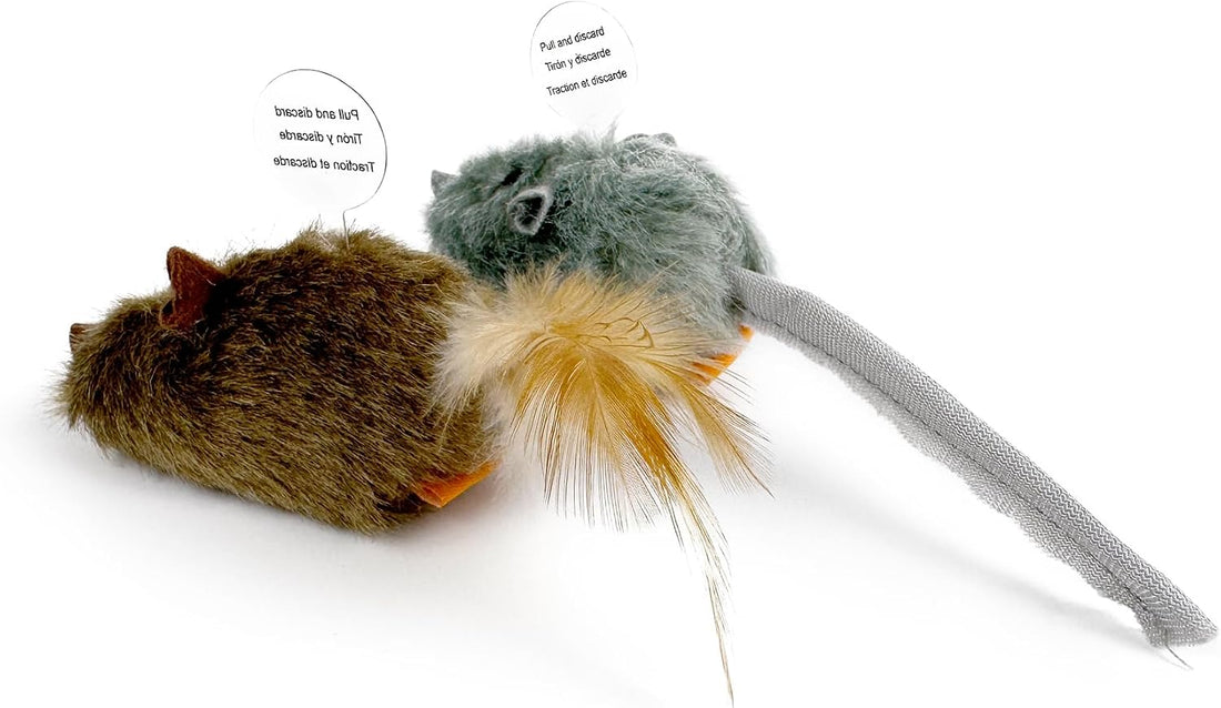 TTcat 2Pcs Silvervine Feather Mice for Cats and Kittens,Interactive