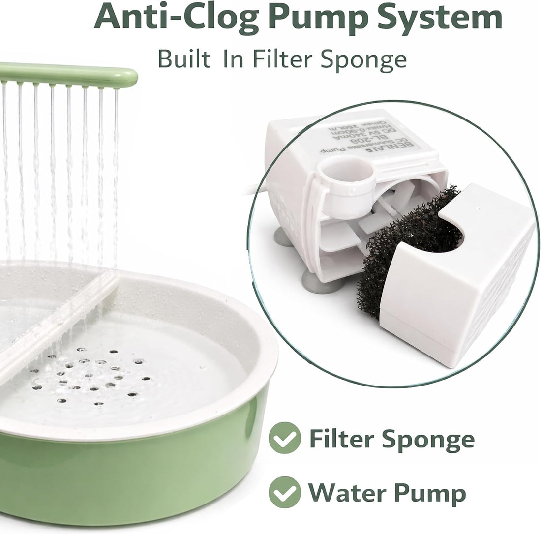 Indoor Bird Bath Fountain, Dual Rainfall Parrot Shower with Anti-Clog