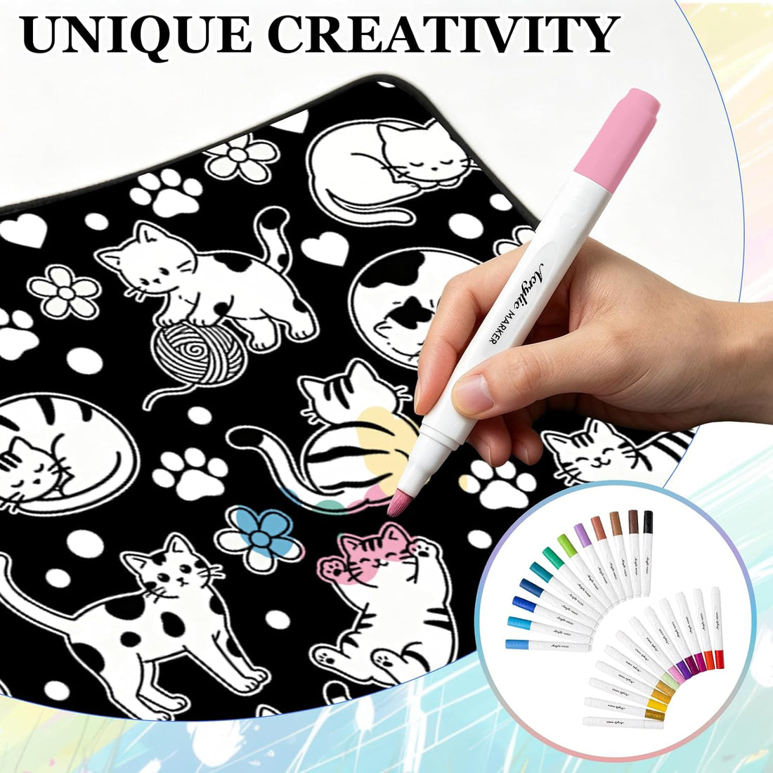 Cat Coloring Blanket for Women Men, DIY Blanket with Markers