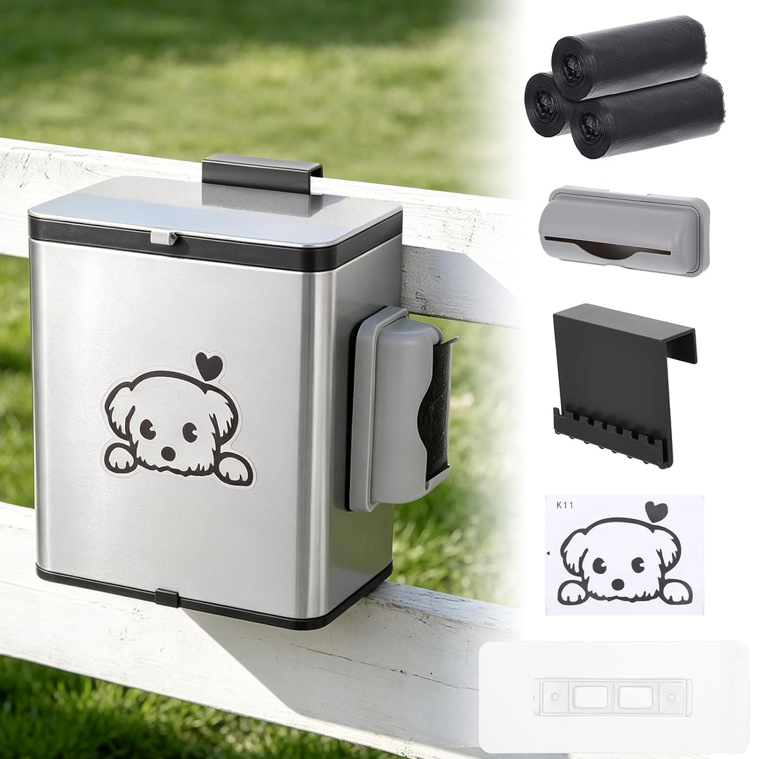 Stainless Steel Dog Poop Trash Can Outside