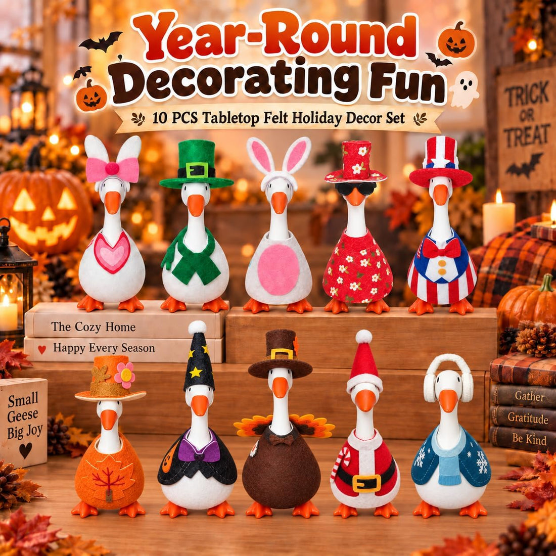 10 Set Desk Goose Outfits 7 Inches,Felt Material