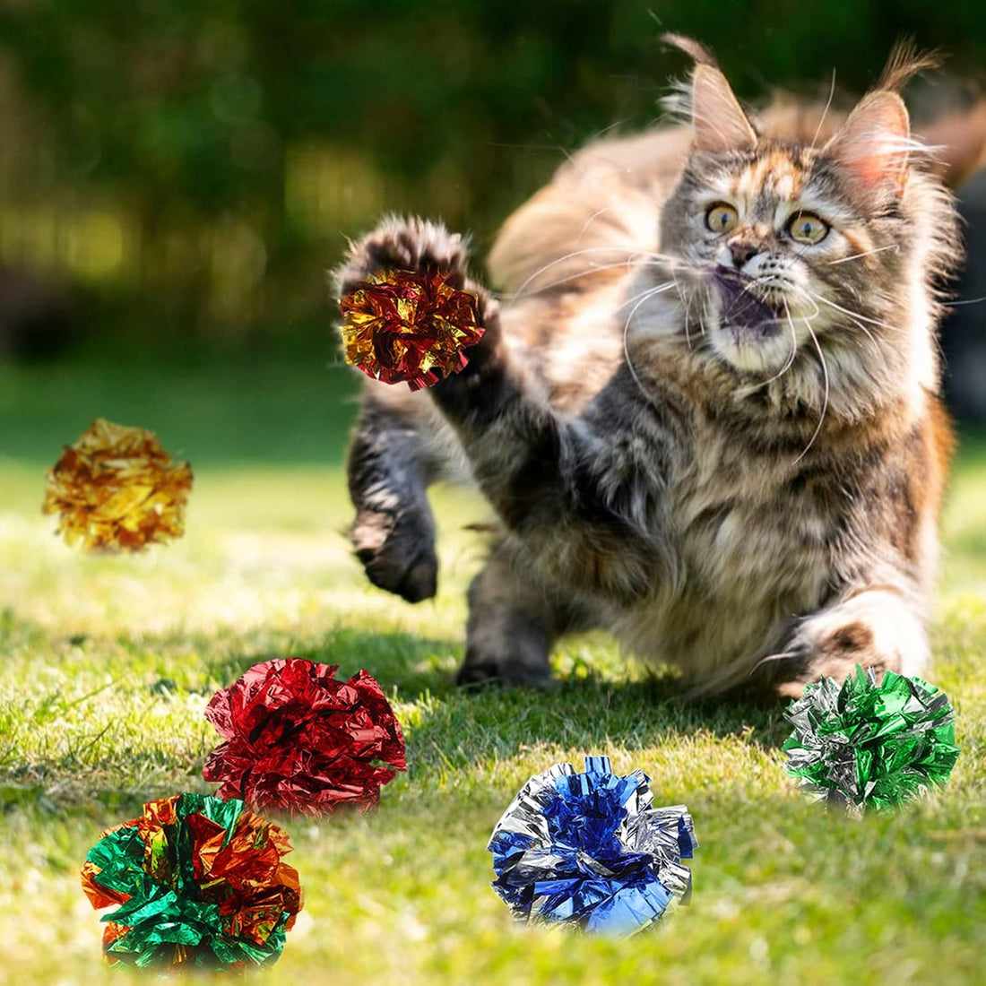 Silkfly 30 Pcs Polyester Film Crinkle Balls Cat Toys 2.36"