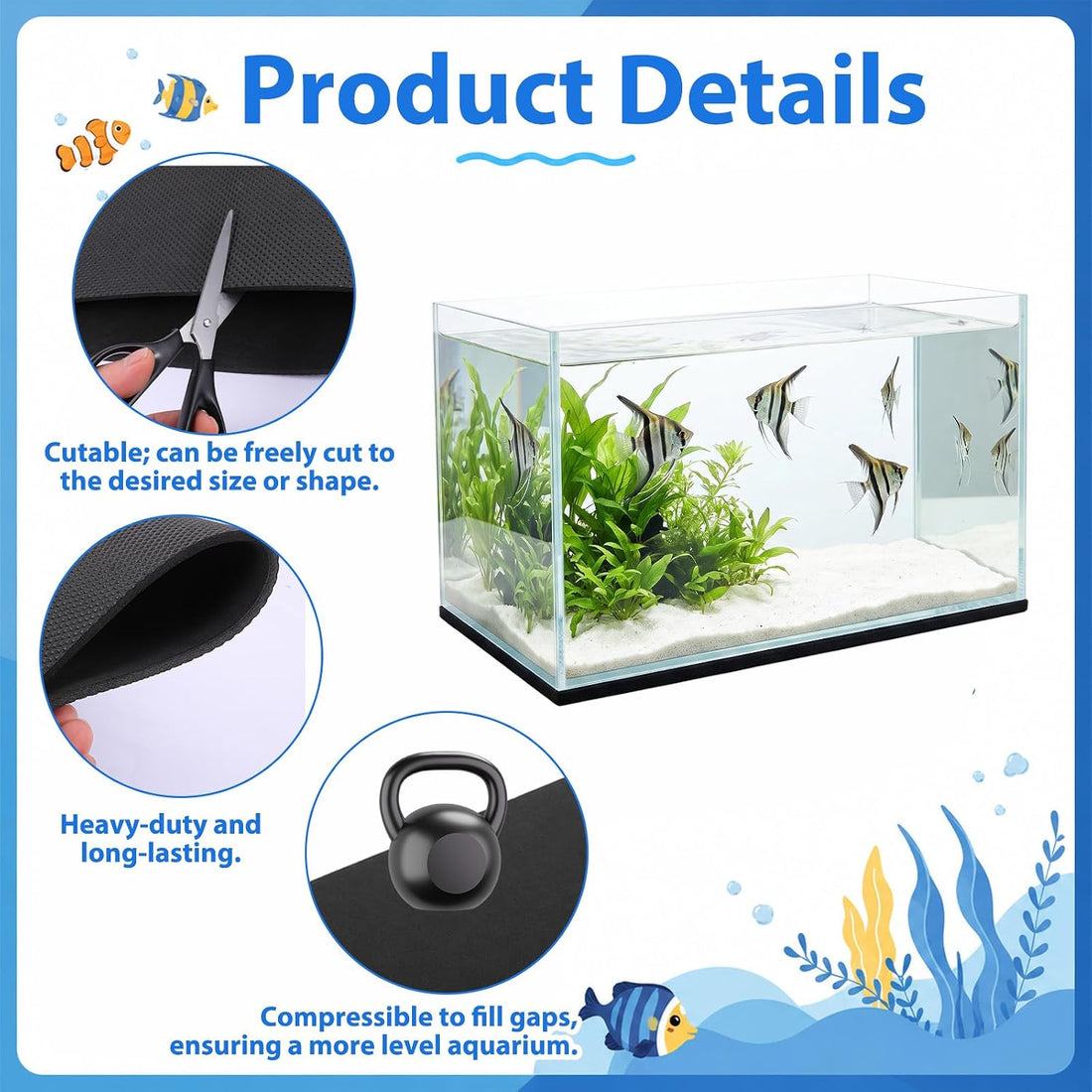 Aquarium Leveling Mat Fish Tank Leveling Mat for Under Tank 21.6 X
