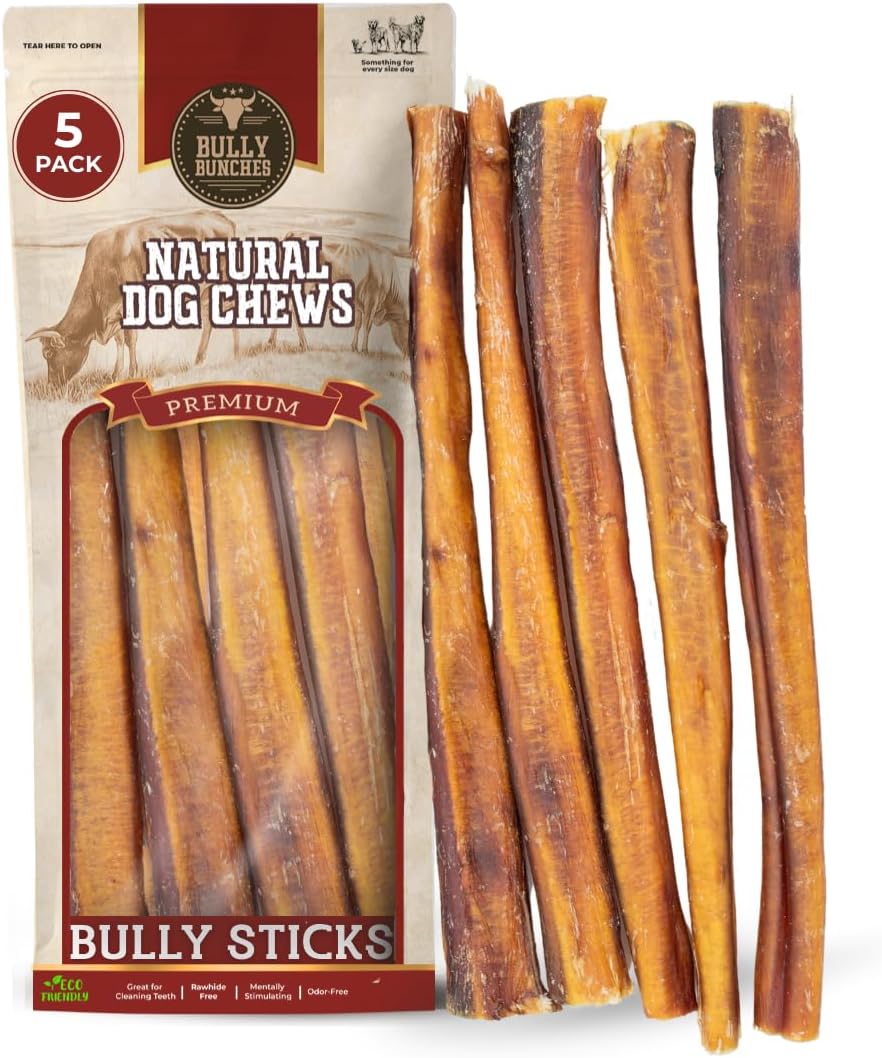 Bully Bunches Premium Odor-Free Bully Sticks for Medium & Large Dogs