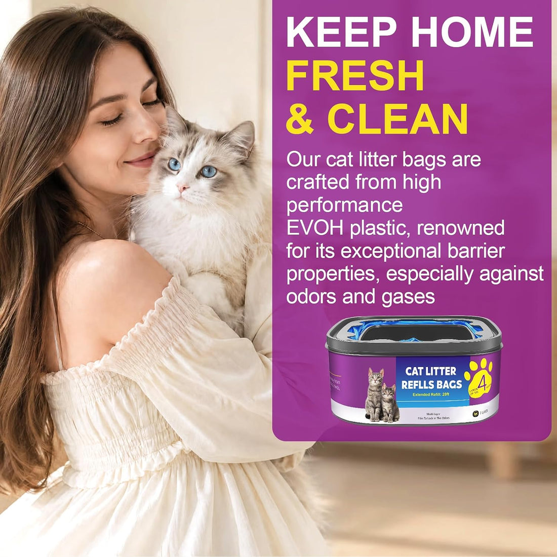 Feoxialy Cat Litter Refill Bags Jumbo 28FT 2 Pack Up to 8 Months