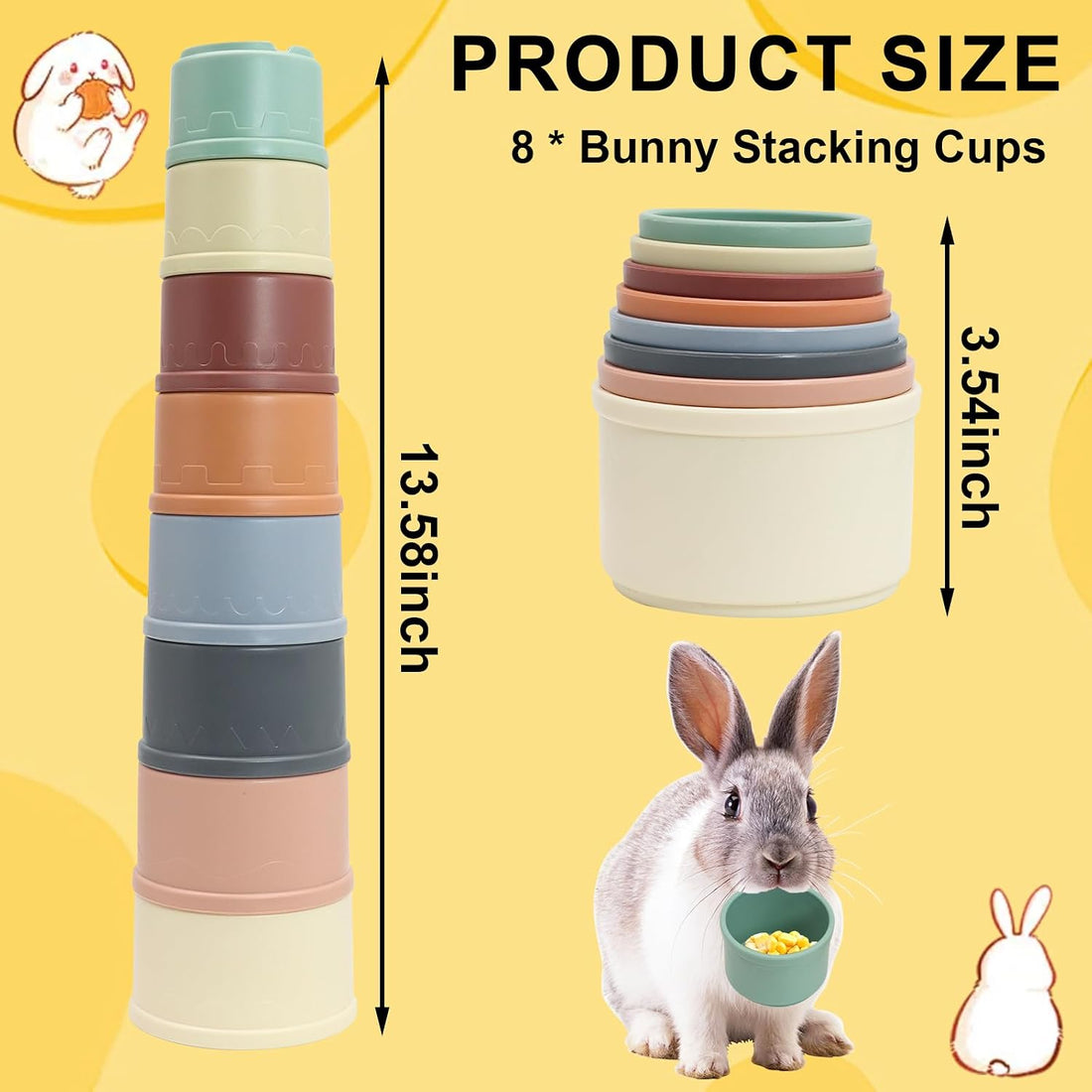 8 PCS Bunny Toys Bunny Cups Stackable Guinea Pig Stacking Cups
