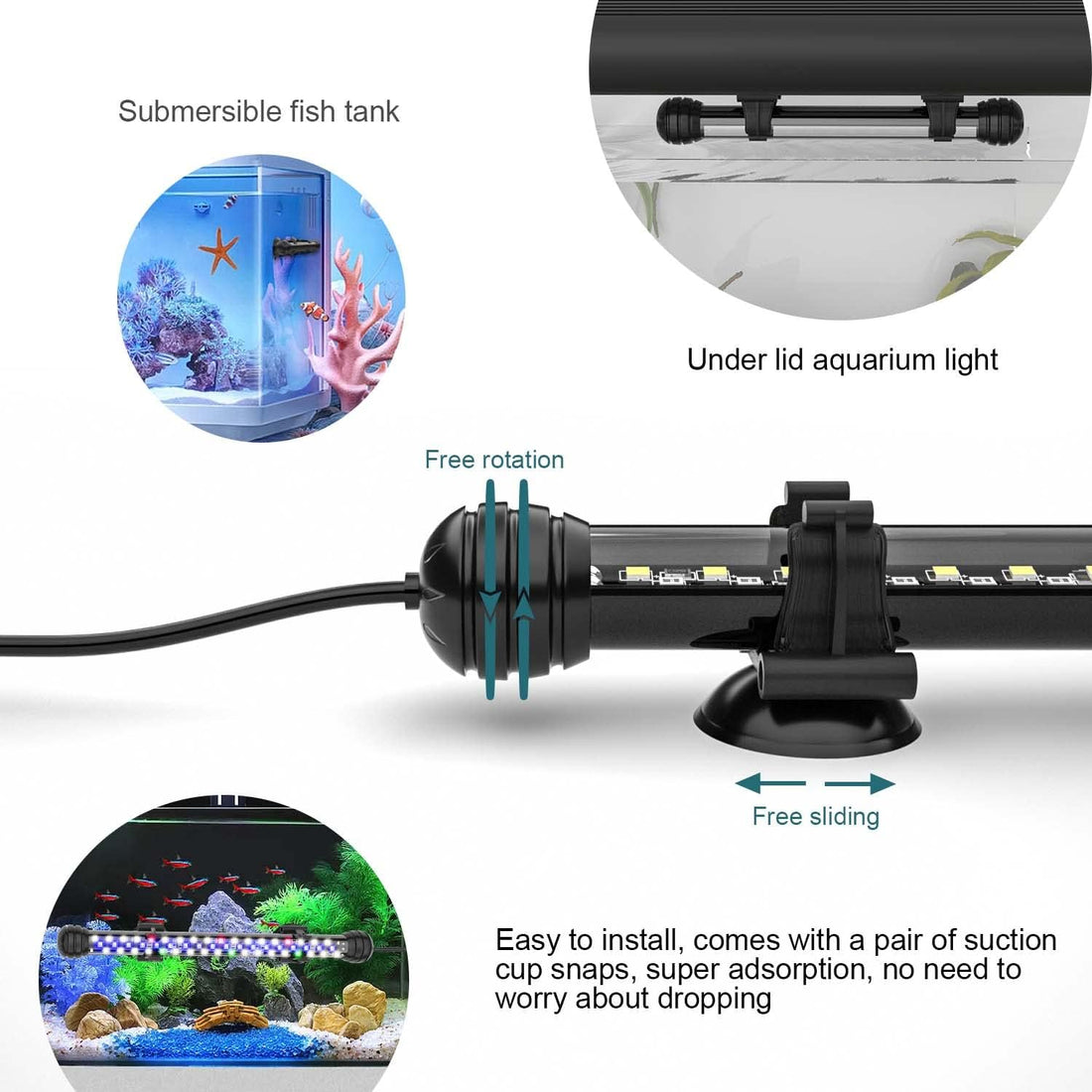 SEAOURA Submersible Led Aquarium Light for Fish Tank with Timer