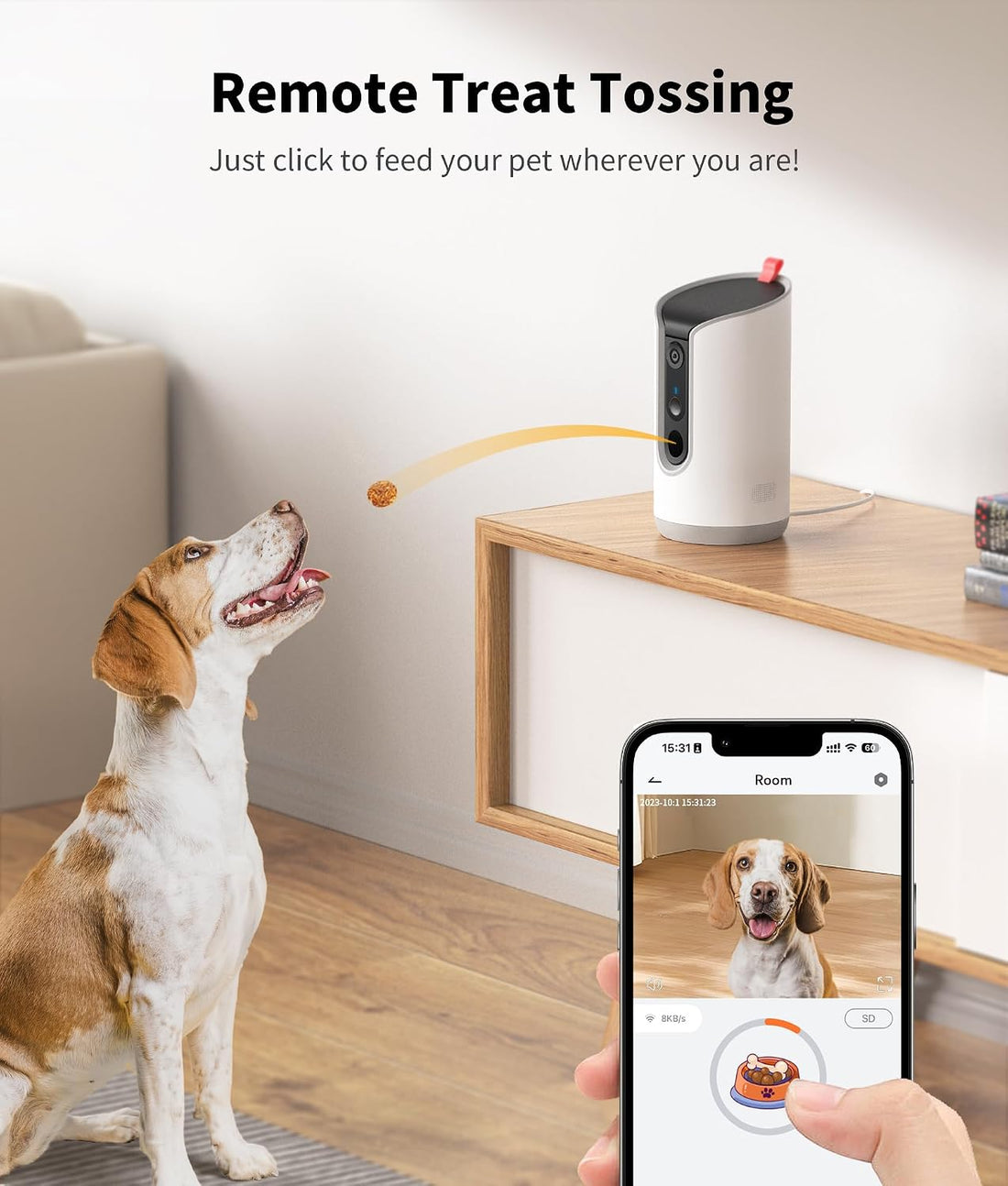 TKENPRO 2K Pet Camera Treat Dispenser
