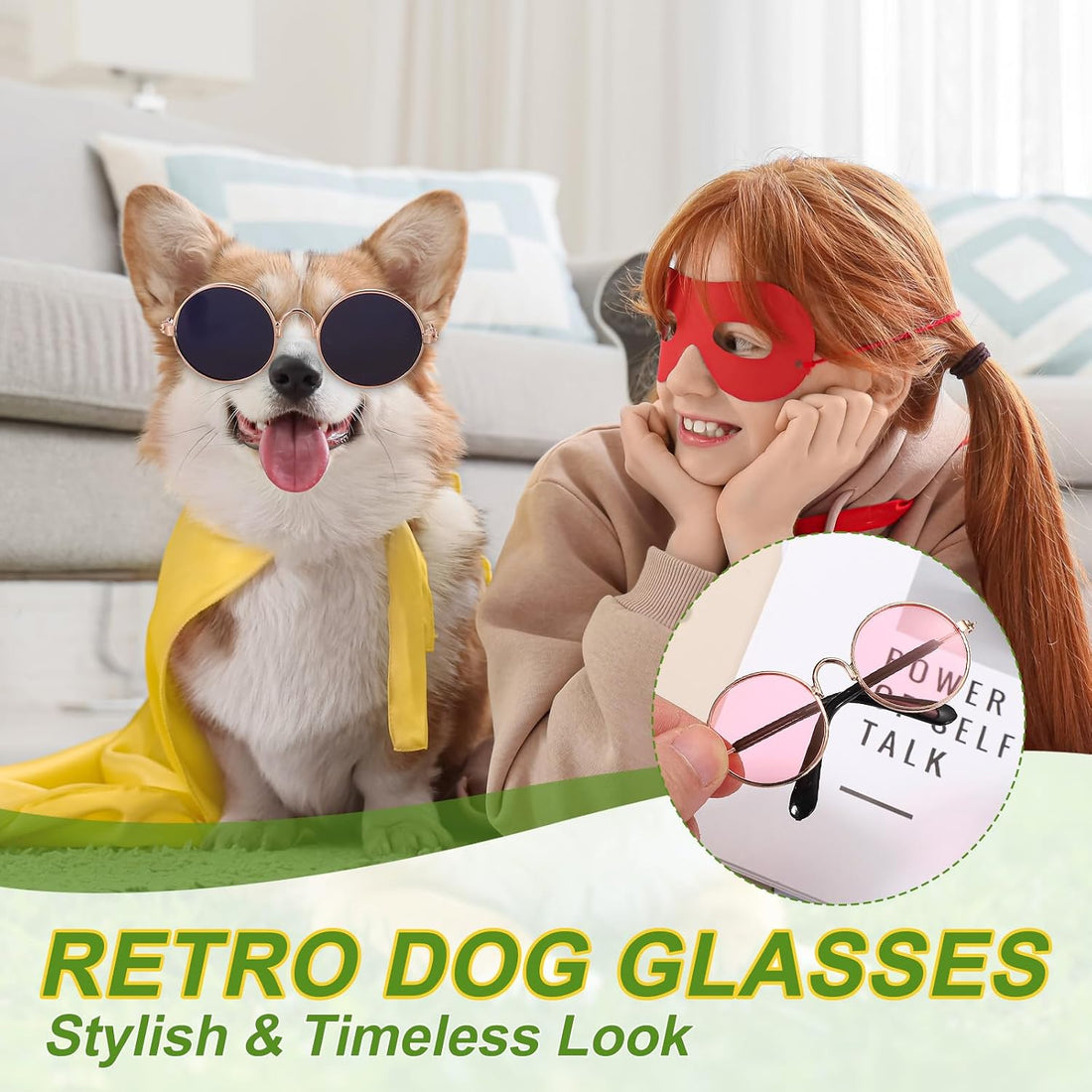 Dog Sunglasses, Retro Dog Kittens Glasses Round