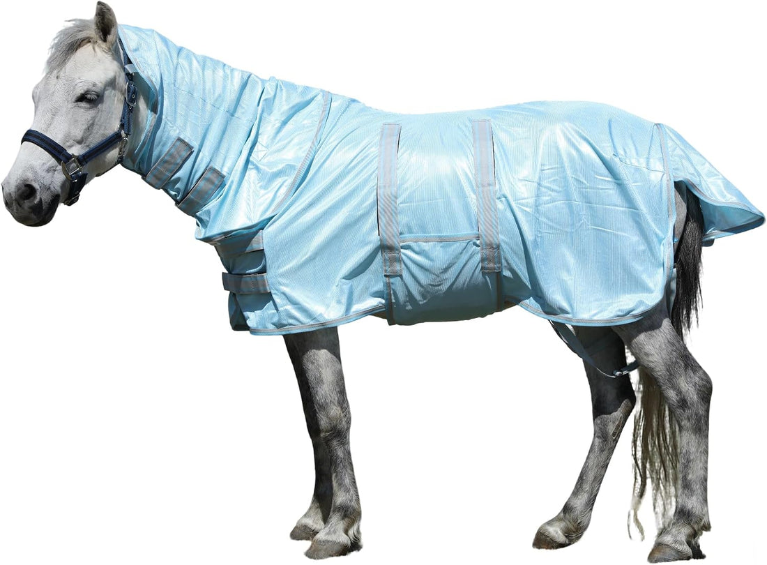 Mini Horse & Pony Mesh Fly Sheet with Neck & Belly Wrap White 46