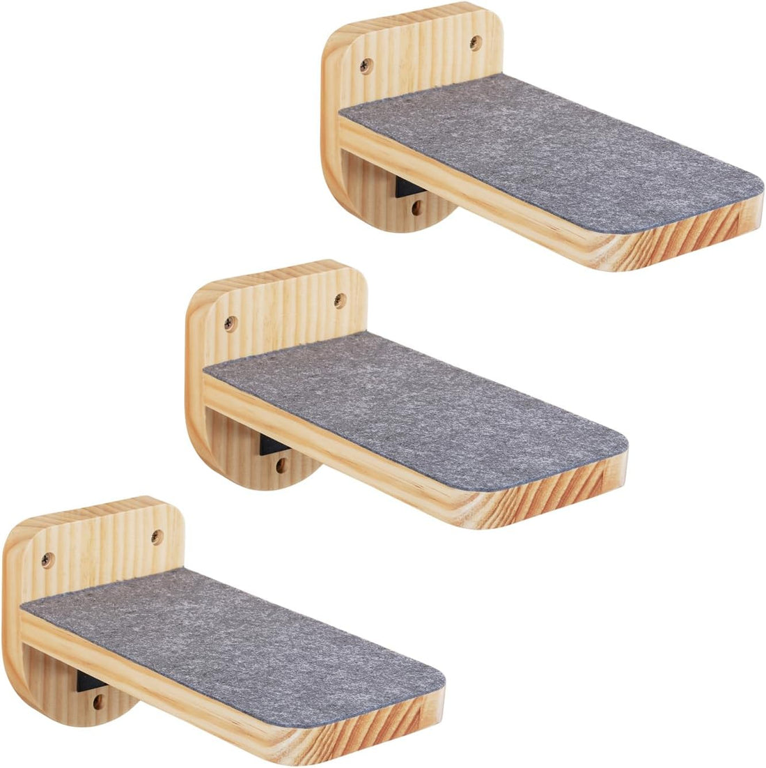 ESPETS Set of 3 Natural Wood Cat Wall Steps Floating Ladder Stairs