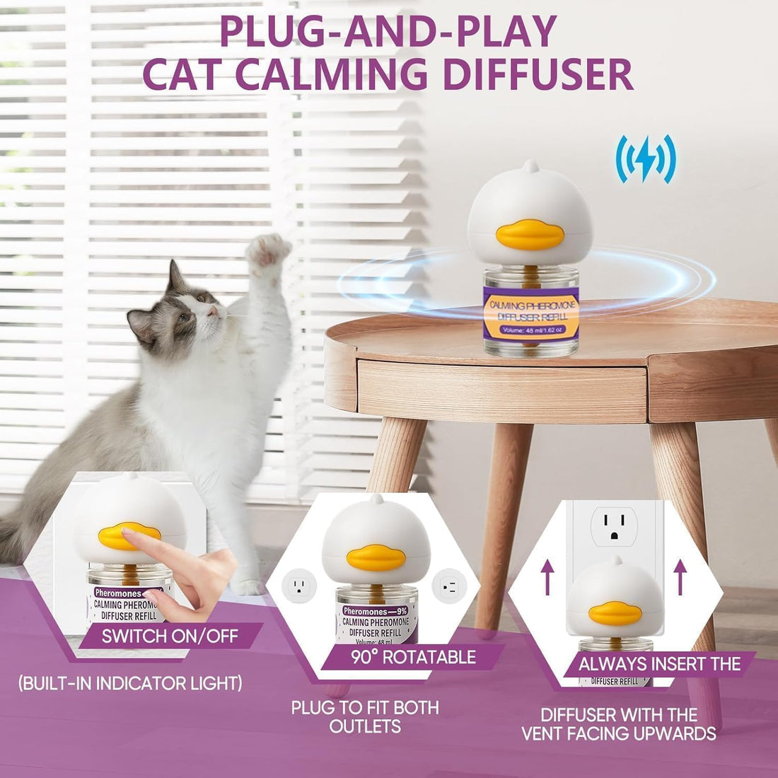 Cat Calming Pheromone Diffuser Kit – 2 Plug-Ins & 4 Refills