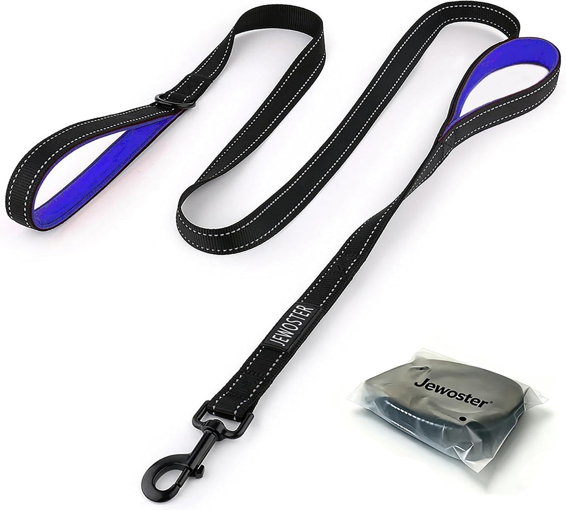 Heavy Duty Dog Leash - 2 Handles by Padded Traffic Handle for Extra