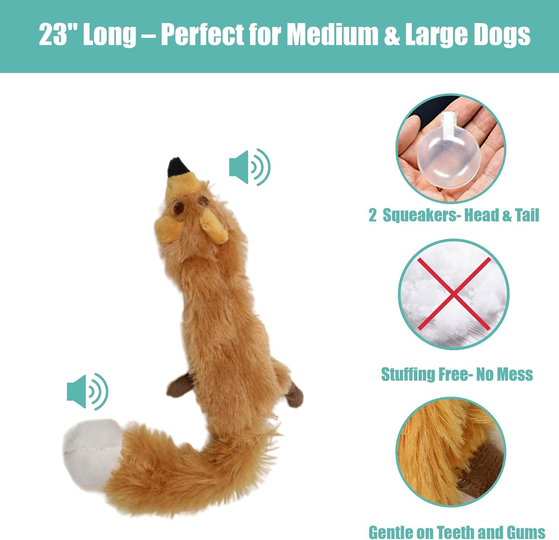 SPOT Skinneeez Fox 23-Inch Stuffing-Free Plush Dog Toy