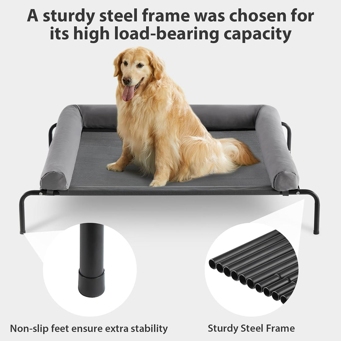 RRPETHOME Large Elevated Cooling Dog Bed 43 x 31 x 8 Inch