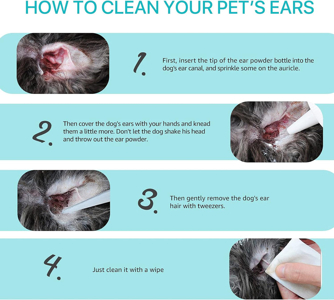 ZIXAOK Dog Ear Cleaner 30g - Removal Ear Powder for Pets,Dog Ear