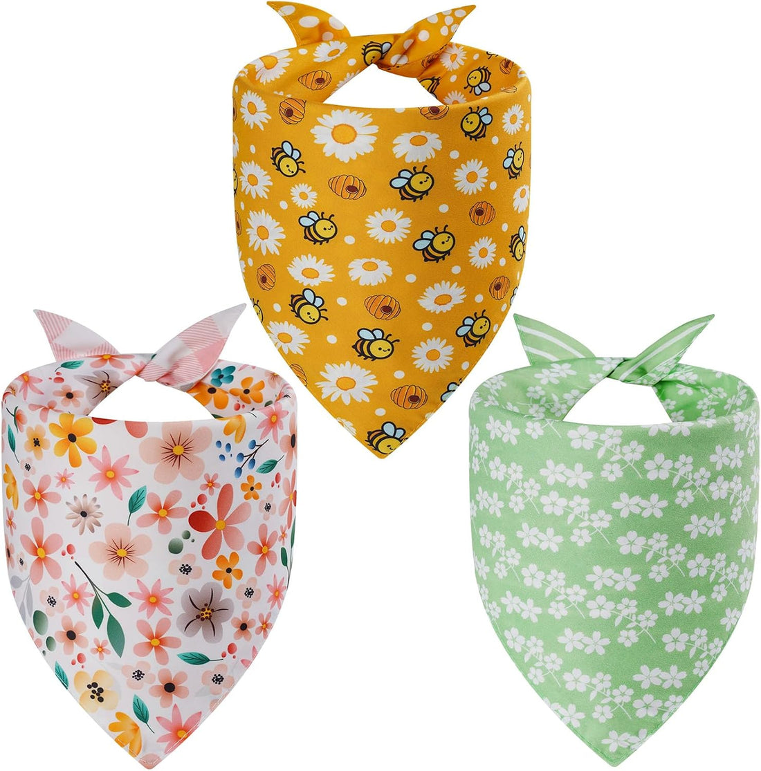 Fall Dog Bandanas Large 3PCS, Plaid Stripe Thanksgiving Scarf