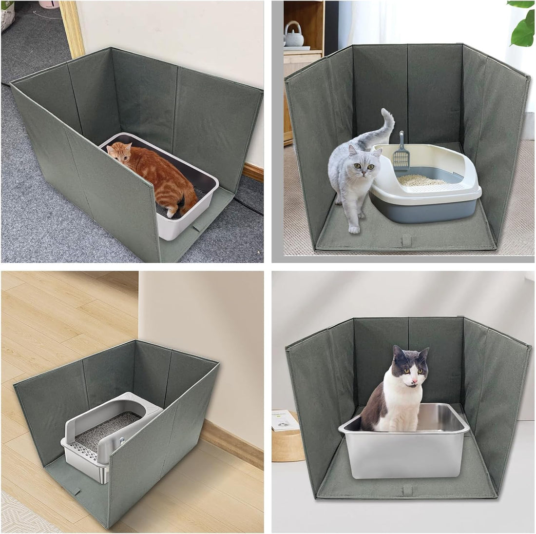 Cat Litter Box Enclosure Splash Guard Large Foldable Removable Mat