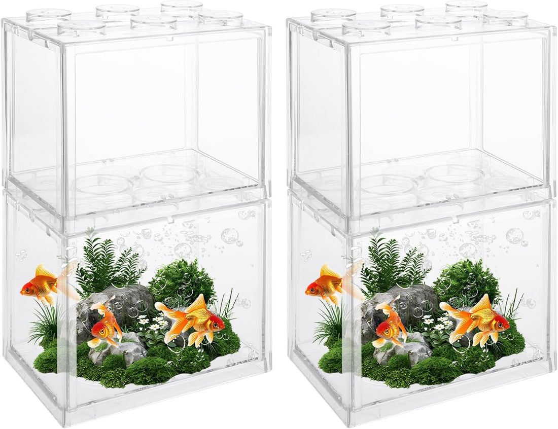 QTLCOHD 4 Pack Small Betta Fish Tank, 0.6 Gallon Mini Aquarium Tank