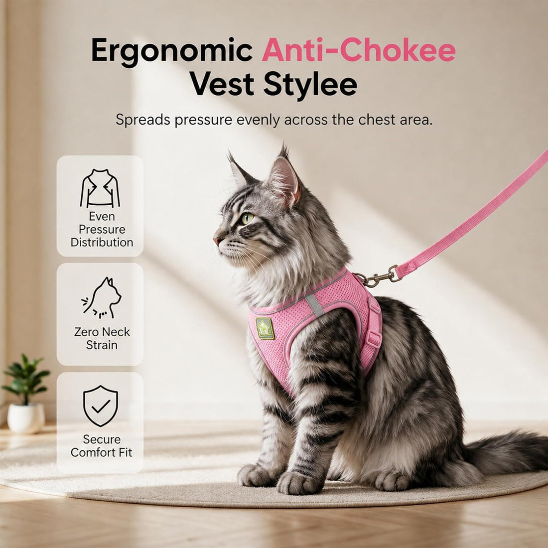 Escape Proof Adjustable Cat Harness and Leash Walking Vest