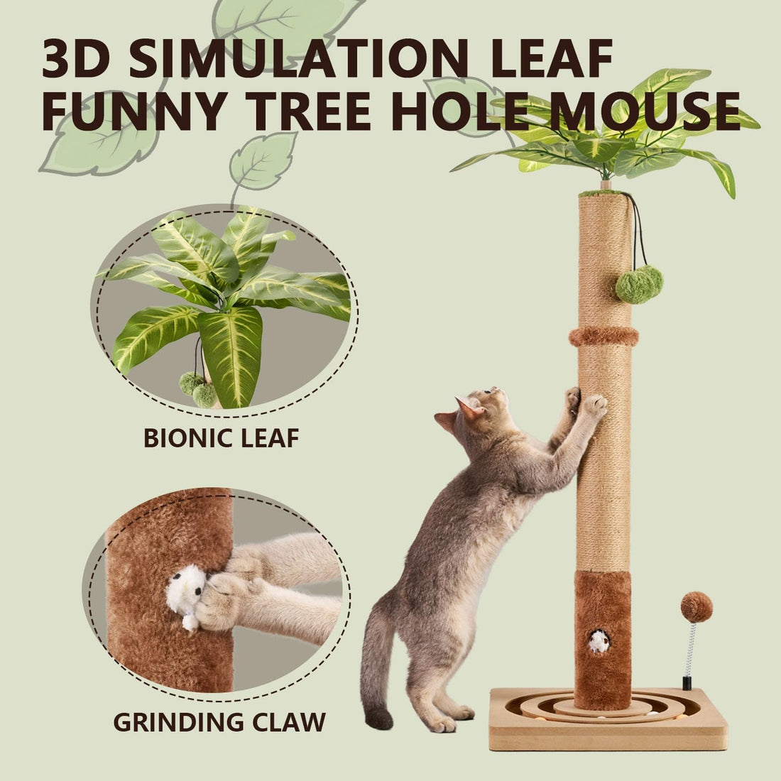 MECOOL 35in Tall Cat Scratching Post Sturdy and Premium Scratch Posts