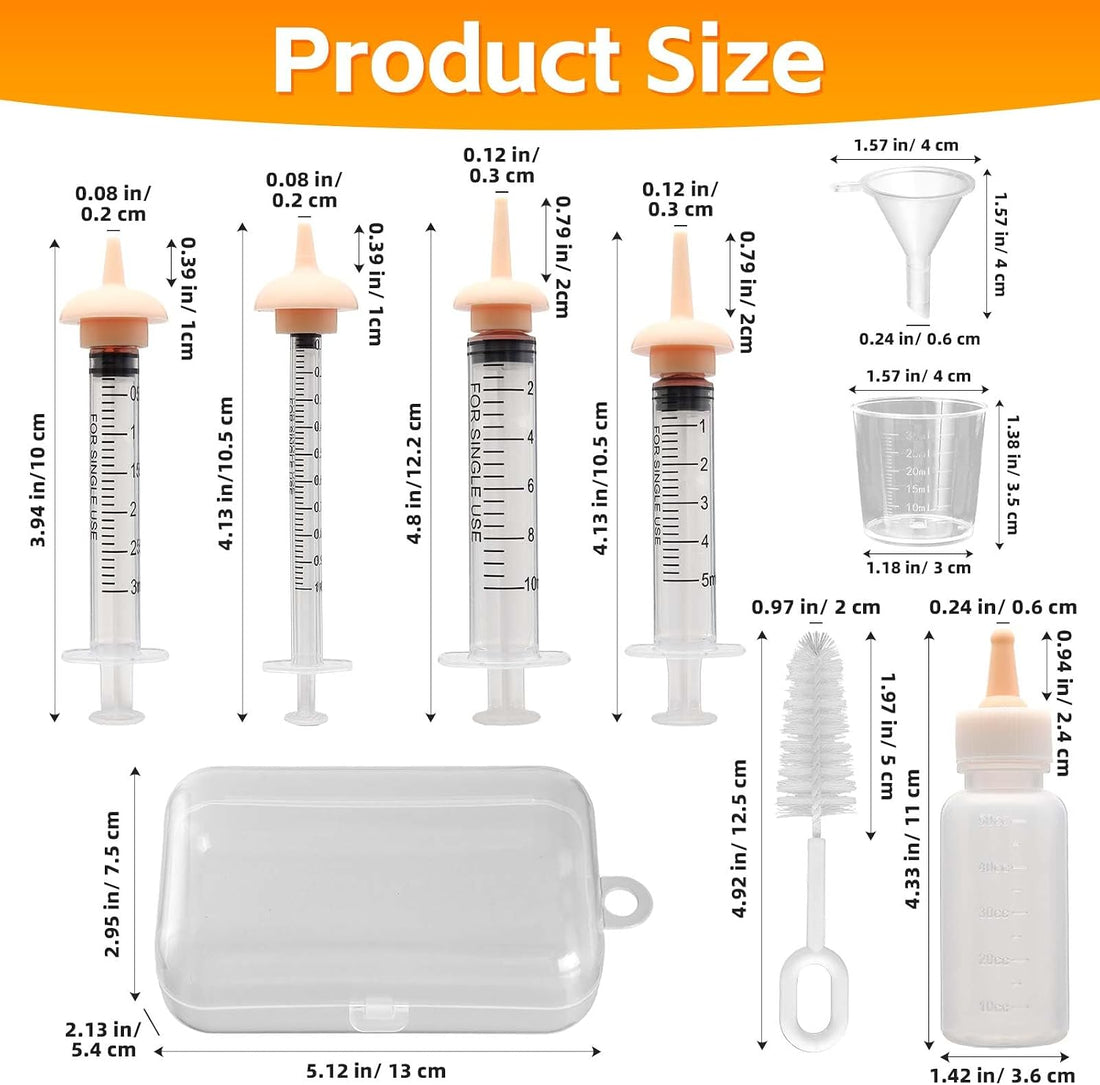 Pet Nursing Kit, Silicone Pet Feeding Set with Bottle Liquid Syringes
