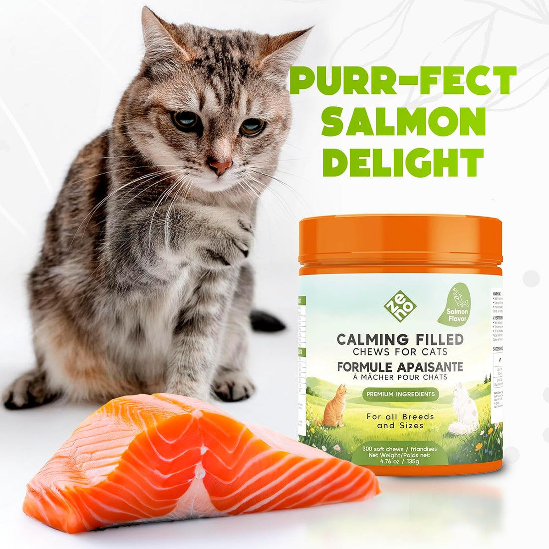 ZENO Calming Chews for Cats, Hemp Anxiety Relief with Melatonin