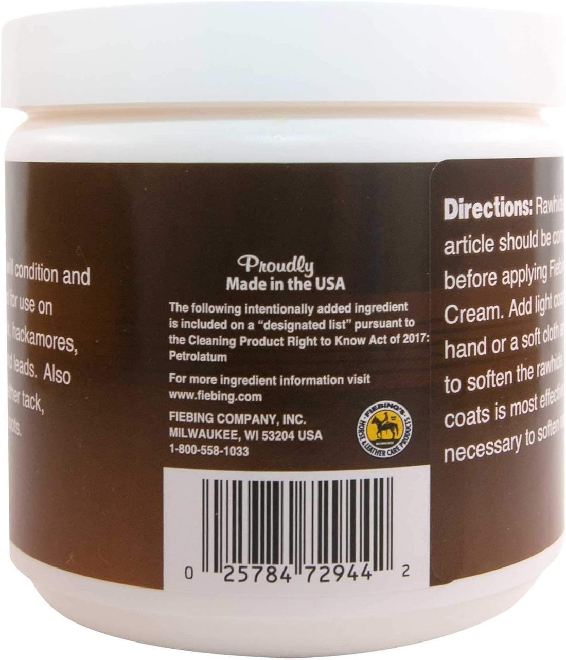 Fiebing's Rawhide Cream 14oz Ideal for Conditioning, Softening