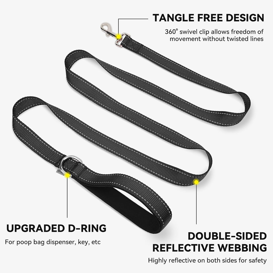 Joytale Dog Leash, 6 FT Double-Sided Reflective