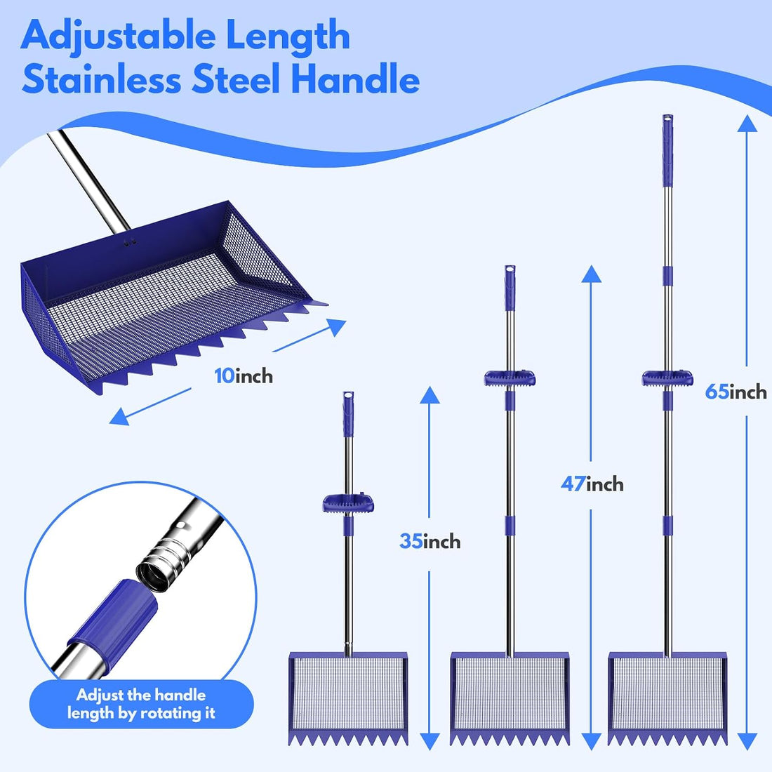 Chicken Poop Scooper Rake 2-in-1,304 Stainless Steel Shovel Head