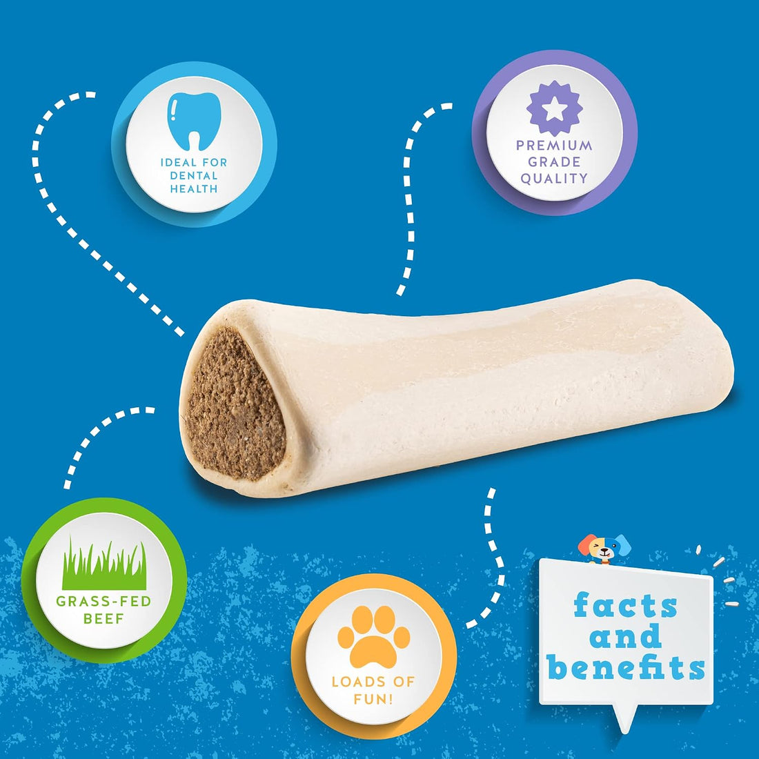 Jack&Pup 5β6" Large Filled Dog Bones
