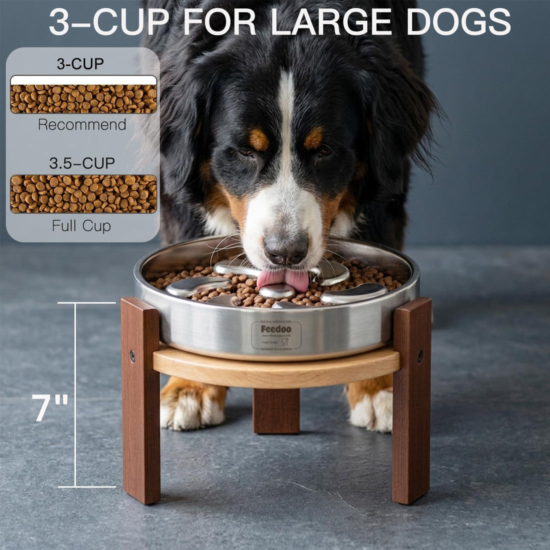Feedoo Elevated Dog Bowl Stand, 7'' Height Raised Stand for Large Dogs