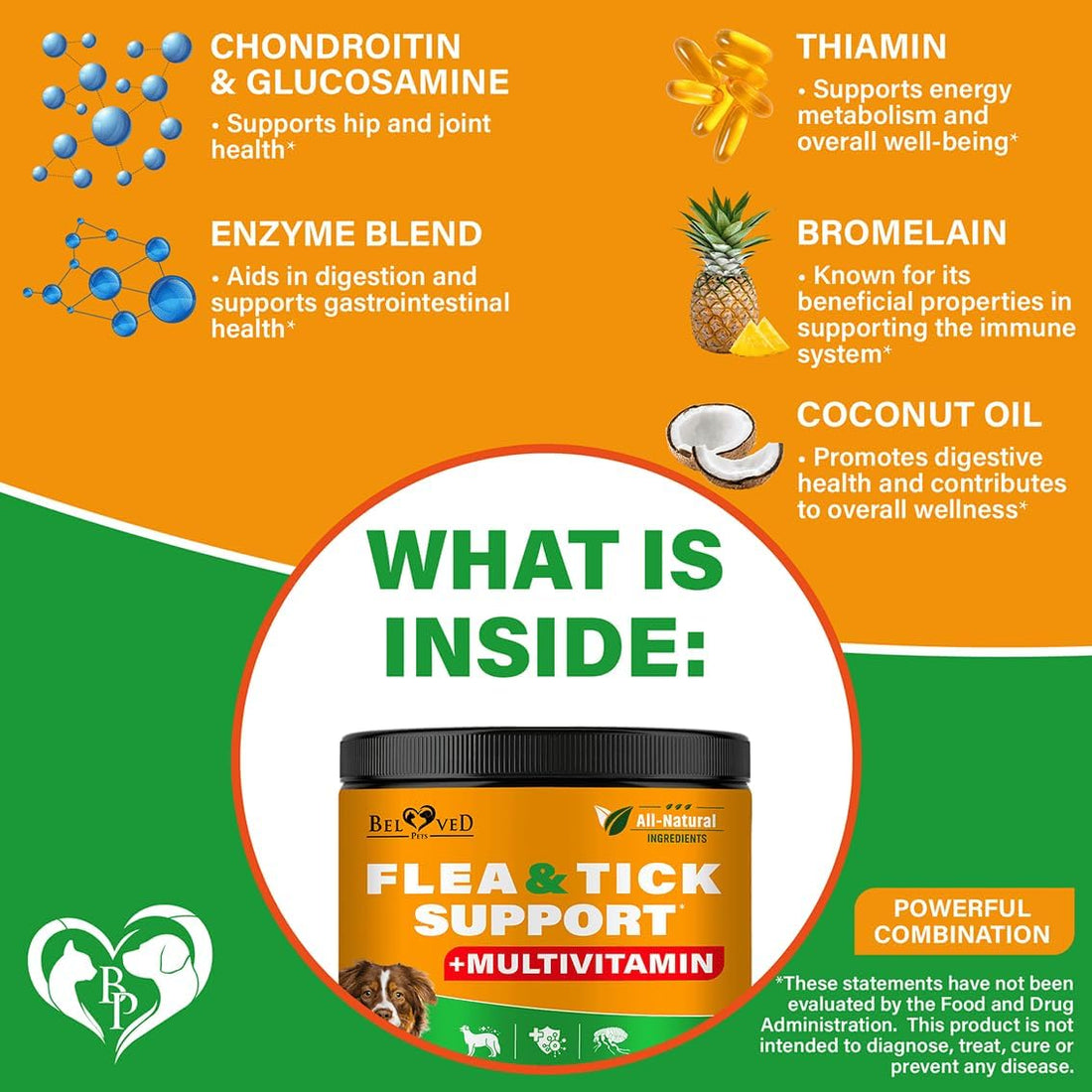 Beloved Pets Flea & Tick Support Soft Chews for Dogs + Multivitamin