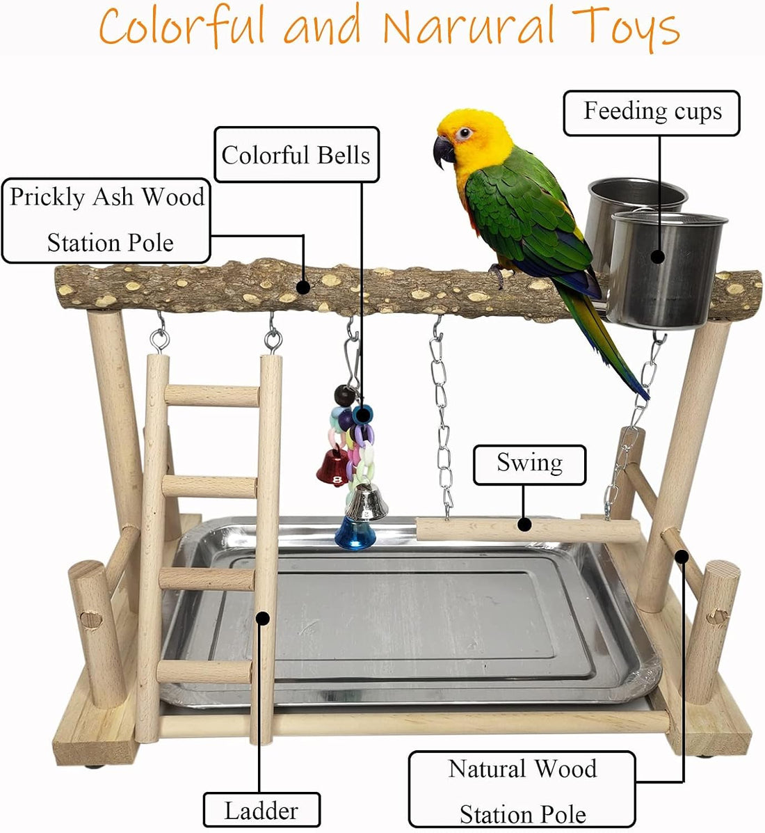 PINVNBY Bird Playground Parrot Playstand Birds Play Stand Wood