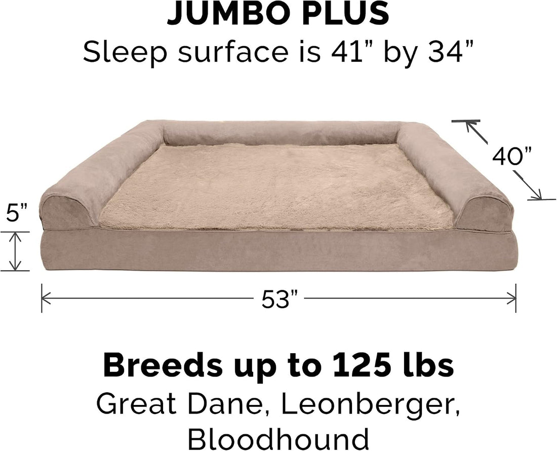 Furhaven Replacement Dog Bed Cover Plush & Suede Sofa-Style