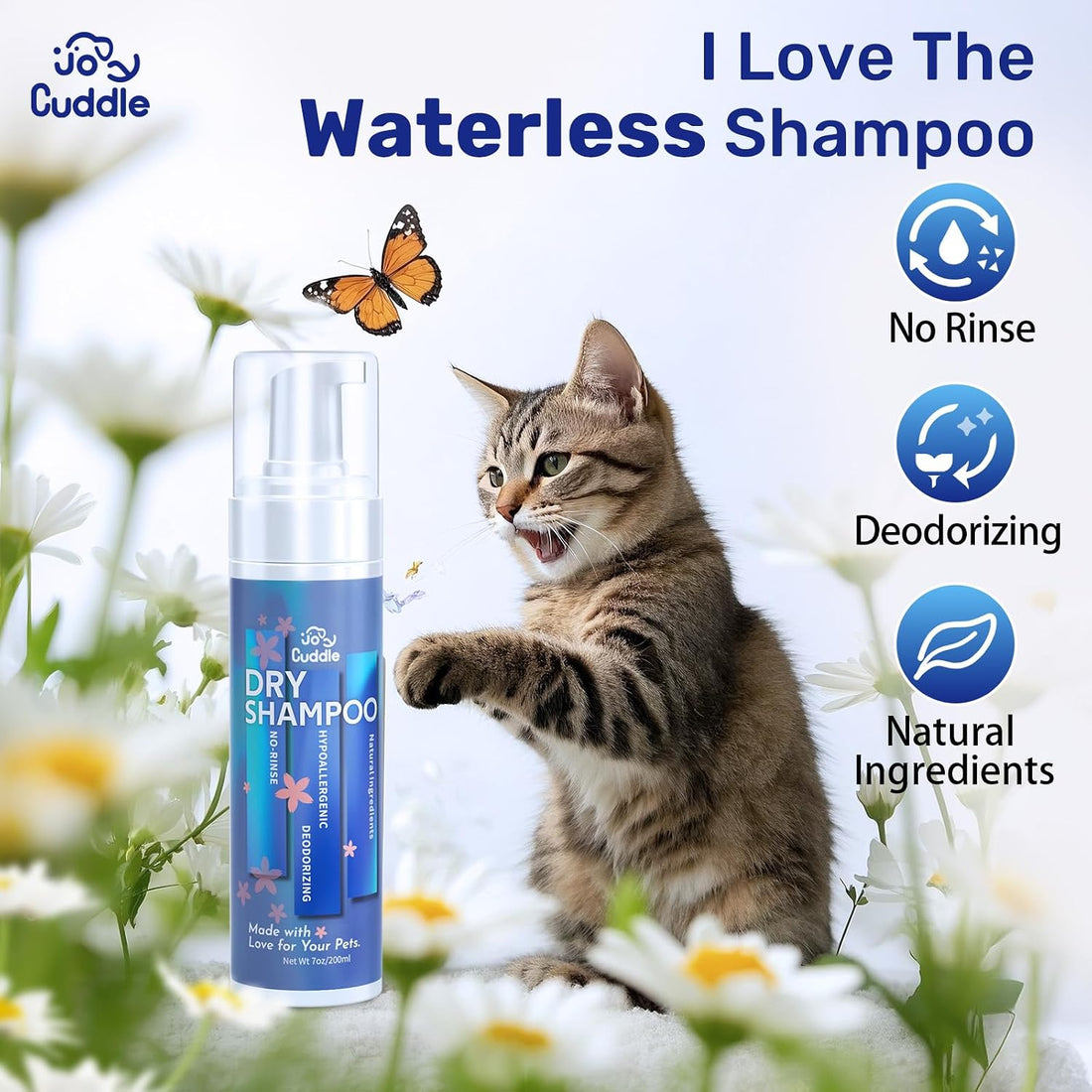 Waterless Cat Shampoo - No Rinse Foam Cat Bath