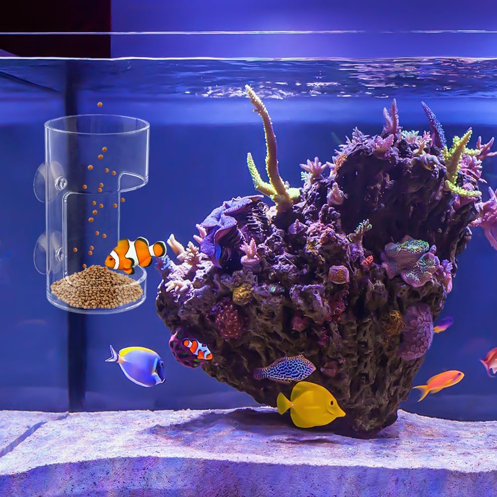 2pcs Fish Tank Feeding Tray w/Suction Cup - Aquarium Fish Feeding Tube