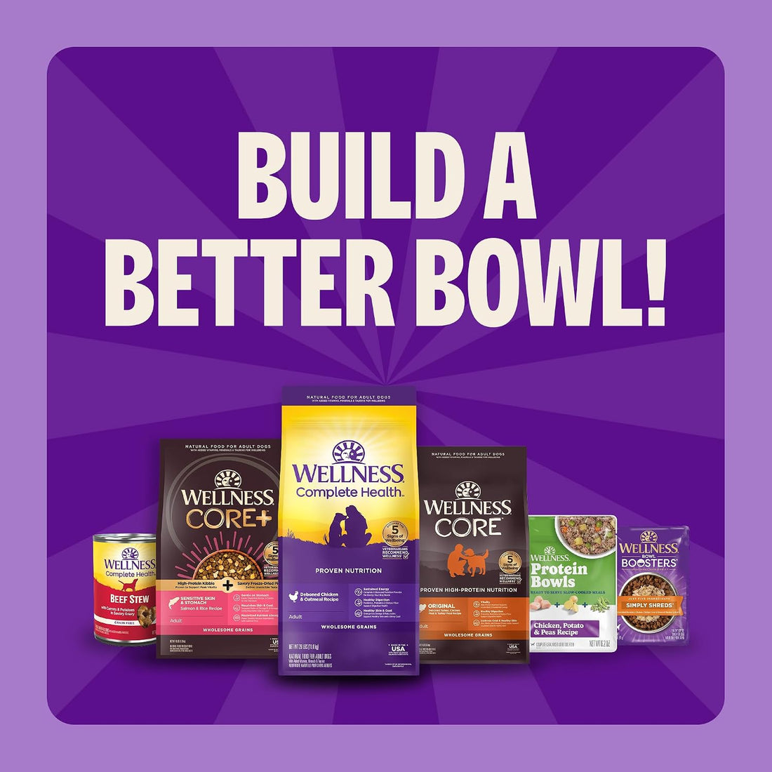 Wellness Complete Health Adult Dry Dog Food, Wholesome Grain Kibble