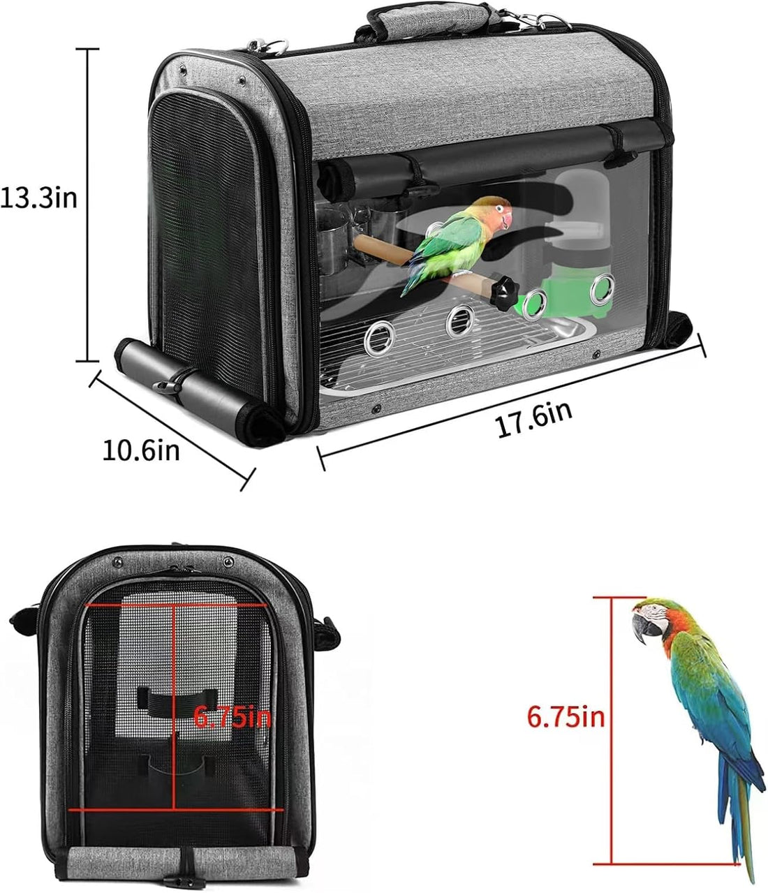 Sanmoncare Bird Carrier Bag Cockatiel Travel Cage with Stand
