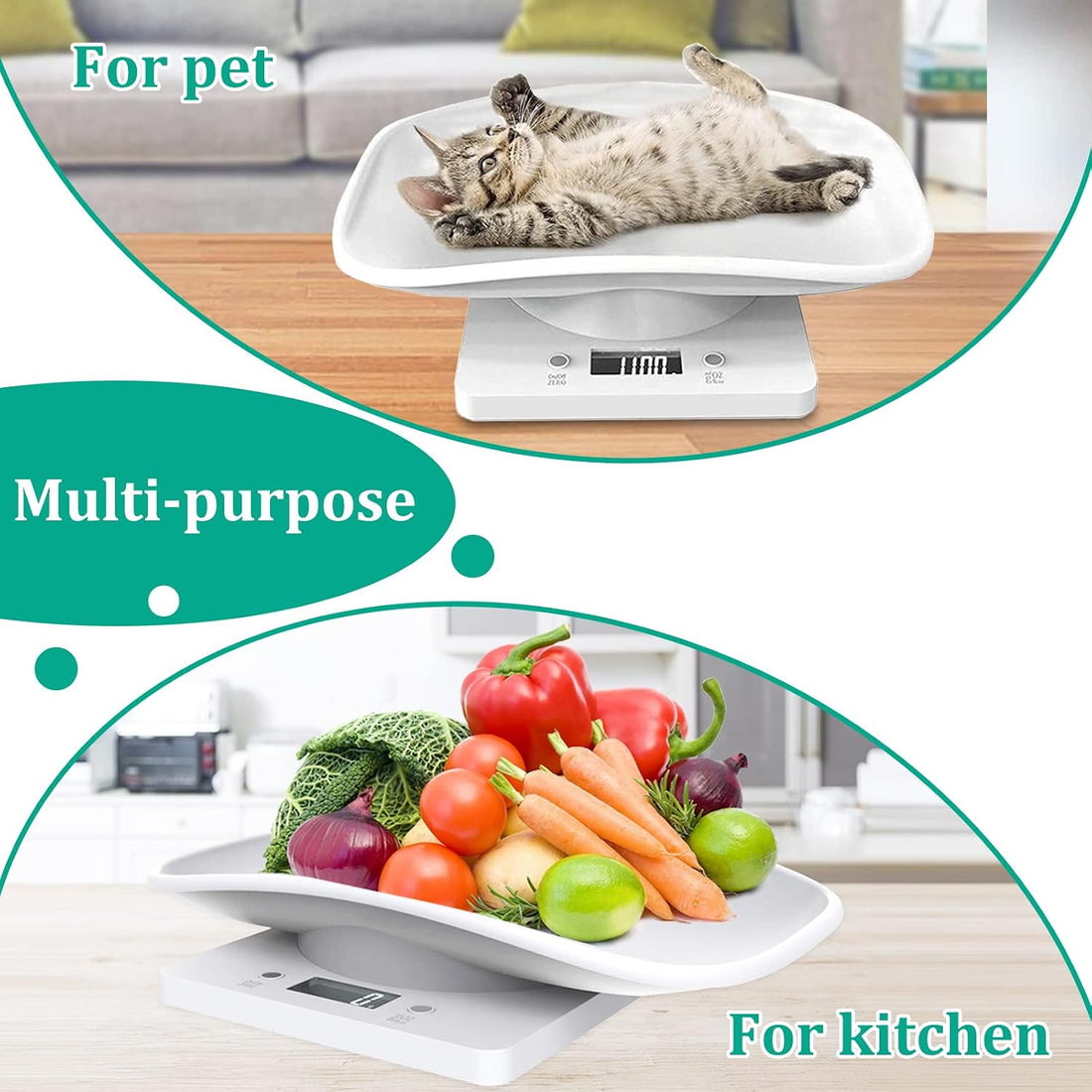 Digital Pet Scale 33 lb/15 kg, 1g Precision LED Small Animal Scale