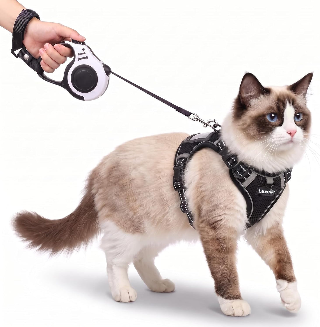 Luxelle Escape Proof Cat Harness with Retractable Leash & Wrist Strap