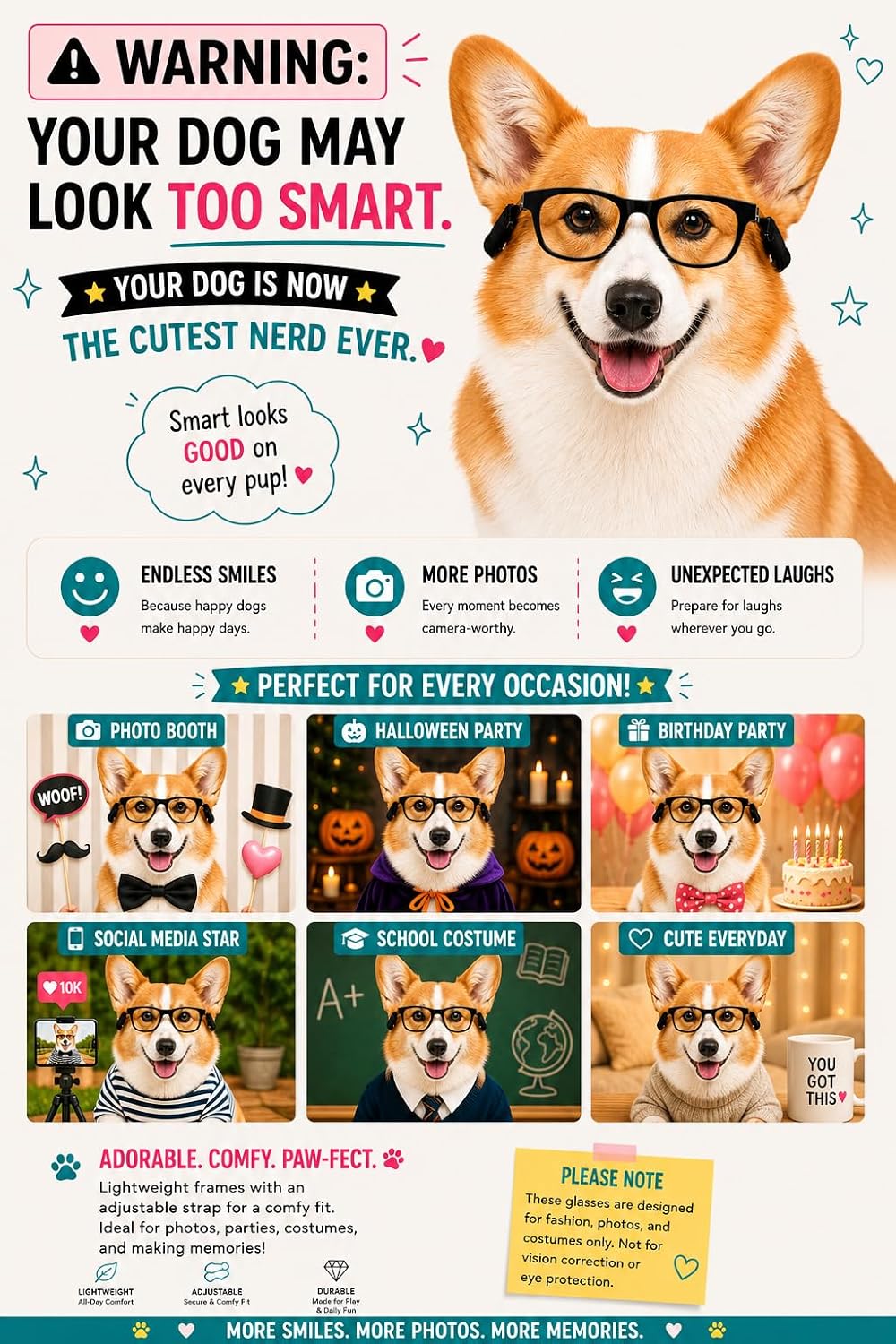 G003 Dog Pet Retro Glasses Hipster Nerd Costume Clear Lens Sunglasses
