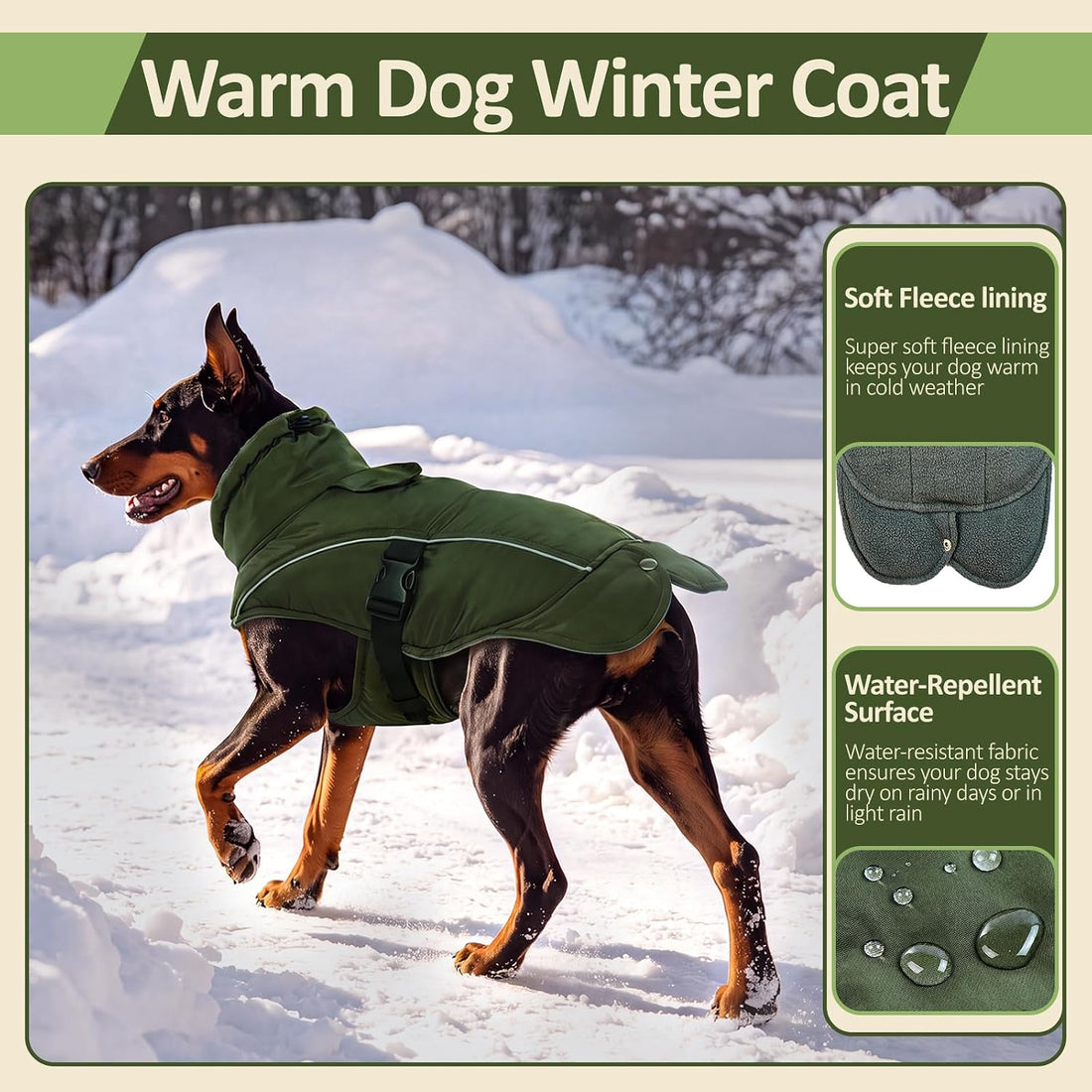 DENTRUN Warm Dog Winter Coat
