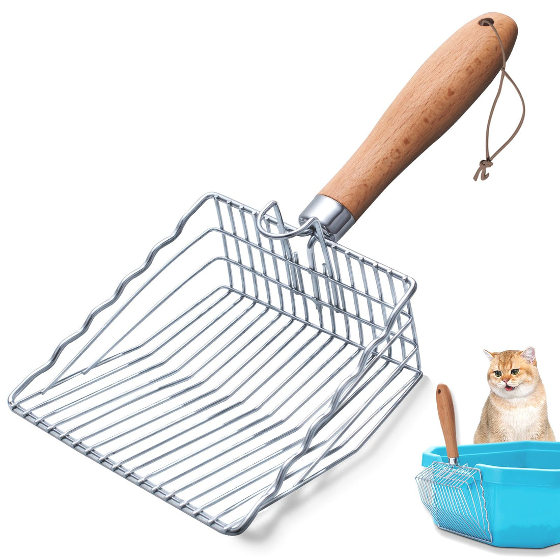 Handzee Cat Litter Scoop, Premium Kitty Shovel with Hook and Hole