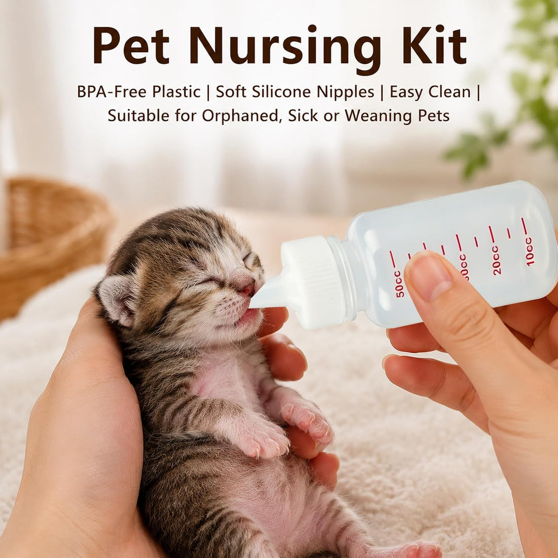 Pet Nursing Kit, 17Pcs Newborn Kitten Bottle Feeding Set for Small